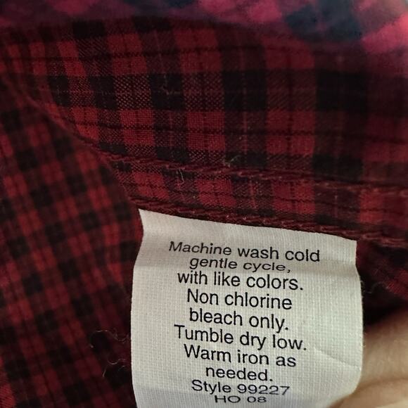 J Crew Shirt Mens Large Red Black Gingham Check 2-Ply Cotton Long Sleeve Classic - Picture 9 of 10